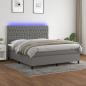 Preview: ARDEBO.de - Boxspringbett mit Matratze & LED Dunkelgrau 160x200 cm Stoff