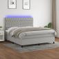 Preview: ARDEBO.de - Boxspringbett mit Matratze & LED Hellgrau 180x200 cm Stoff