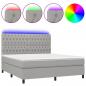 Preview: Boxspringbett mit Matratze & LED Hellgrau 180x200 cm Stoff