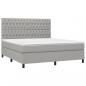 Preview: Boxspringbett mit Matratze & LED Hellgrau 180x200 cm Stoff