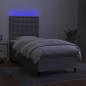 Preview: Boxspringbett mit Matratze & LED Hellgrau 90x190 cm Stoff