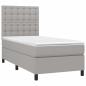 Preview: Boxspringbett mit Matratze & LED Hellgrau 90x200 cm Stoff