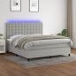 Preview: ARDEBO.de - Boxspringbett mit Matratze & LED Hellgrau 180x200 cm Stoff