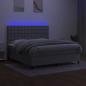 Preview: Boxspringbett mit Matratze & LED Hellgrau 180x200 cm Stoff