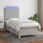 Preview: ARDEBO.de - Boxspringbett mit Matratze & LED Hellgrau 80x200 cm Stoff