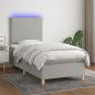 Preview: ARDEBO.de - Boxspringbett mit Matratze & LED Hellgrau 90x190 cm Stoff