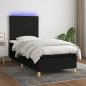 Preview: ARDEBO.de - Boxspringbett mit Matratze & LED Schwarz 90x190 cm Stoff