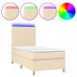 Preview: Boxspringbett mit Matratze & LED Creme 90x190 cm Stoff