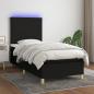 Preview: ARDEBO.de - Boxspringbett mit Matratze & LED Schwarz 90x200 cm Stoff