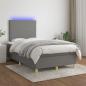 Preview: ARDEBO.de - Boxspringbett mit Matratze & LED Dunkelgrau 120x200 cm Stoff