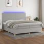 Preview: ARDEBO.de - Boxspringbett mit Matratze & LED Hellgrau 200x200 cm Stoff