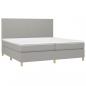 Preview: Boxspringbett mit Matratze & LED Hellgrau 200x200 cm Stoff