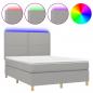 Preview: Boxspringbett mit Matratze & LED Hellgrau 140x200 cm Stoff