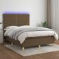 Preview: ARDEBO.de - Boxspringbett mit Matratze & LED Dunkelbraun 140x200 cm Stoff