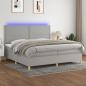 Preview: ARDEBO.de - Boxspringbett mit Matratze & LED Hellgrau 200x200 cm Stoff