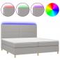 Preview: Boxspringbett mit Matratze & LED Hellgrau 200x200 cm Stoff