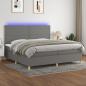 Preview: ARDEBO.de - Boxspringbett mit Matratze & LED Dunkelgrau 200x200 cm Stoff