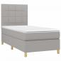 Preview: Boxspringbett mit Matratze & LED Hellgrau 90x190 cm Stoff