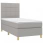 Preview: Boxspringbett mit Matratze & LED Hellgrau 90x200 cm Stoff