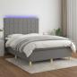 Preview: ARDEBO.de - Boxspringbett mit Matratze & LED Dunkelgrau 140x190 cm Stoff