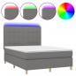 Preview: Boxspringbett mit Matratze & LED Dunkelgrau 140x190 cm Stoff