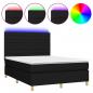 Preview: Boxspringbett mit Matratze & LED Schwarz 140x190 cm Stoff