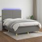 Preview: ARDEBO.de - Boxspringbett mit Matratze & LED Dunkelgrau 140x200 cm Stoff