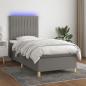 Preview: ARDEBO.de - Boxspringbett mit Matratze & LED Dunkelgrau 90x190 cm Stoff