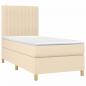 Preview: Boxspringbett mit Matratze & LED Creme 90x190 cm Stoff