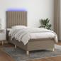 Preview: ARDEBO.de - Boxspringbett mit Matratze & LED Taupe 90x200 cm Stoff