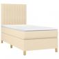 Preview: Boxspringbett mit Matratze & LED Creme 90x200 cm Stoff