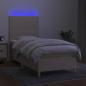 Preview: Boxspringbett mit Matratze & LED Creme 90x200 cm Stoff