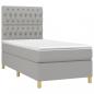 Preview: Boxspringbett mit Matratze & LED Hellgrau 90x200 cm Stoff