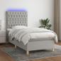 Preview: ARDEBO.de - Boxspringbett mit Matratze & LED Hellgrau 100x200 cm Stoff