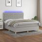 Preview: ARDEBO.de - Boxspringbett mit Matratze & LED Hellgrau 160x200 cm Stoff