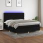 Preview: ARDEBO.de - Boxspringbett mit Matratze & LED Schwarz 160x200 cm Stoff