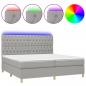 Preview: Boxspringbett mit Matratze & LED Hellgrau 200x200 cm Stoff