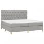 Preview: Boxspringbett mit Matratze & LED Hellgrau 200x200 cm Stoff