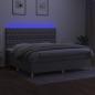 Preview: Boxspringbett mit Matratze & LED Hellgrau 200x200 cm Stoff