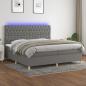 Preview: ARDEBO.de - Boxspringbett mit Matratze & LED Dunkelgrau 200x200 cm Stoff