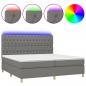 Preview: Boxspringbett mit Matratze & LED Dunkelgrau 200x200 cm Stoff