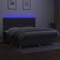 Preview: Boxspringbett mit Matratze & LED Dunkelgrau 200x200 cm Stoff