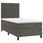 Preview: Boxspringbett mit Matratze & LED Dunkelgrau 80x200 cm Samt