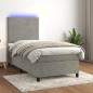 Preview: ARDEBO.de - Boxspringbett mit Matratze & LED Hellgrau 100x200 cm Samt