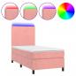 Preview: Boxspringbett mit Matratze & LED Rosa 100x200 cm Samt