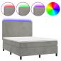 Preview: Boxspringbett mit Matratze & LED Hellgrau 140x190 cm Samt