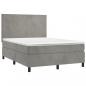 Preview: Boxspringbett mit Matratze & LED Hellgrau 140x190 cm Samt