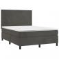 Preview: Boxspringbett mit Matratze & LED Dunkelgrau 140x190 cm Samt