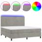 Preview: Boxspringbett mit Matratze & LED Hellgrau 160x200 cm Samt