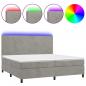 Preview: Boxspringbett mit Matratze & LED Hellgrau 200x200 cm Samt